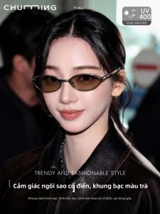 Chuming | Kính Chống Tia UV400 Khung Bạc-Nâu Phong Cách Retro