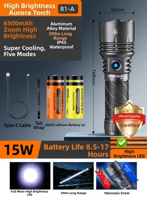 SUPERFIRE | High Beam Rechargeable Super Bright Durable Outdoor Handheld Flashlight