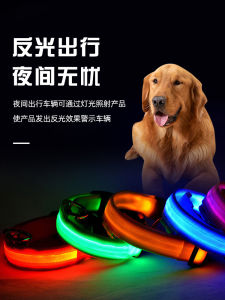 Rechargeable Glowing Dog Collar Night Vision Small Dog Teddy Neck Light Seven Color Bright Light Lost Dog Prevention Leash