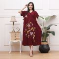 Dress Lukis Sakura LD 120cm Jumbo XXL- New Dress Kimono Bunga Sakura Lukis Bahan Rayon Grade A Tebal Best Seller by Muradha.id. 