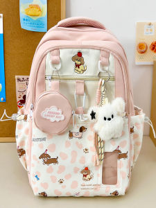 Backpack for Girls Elementary School Students Lightweight Spine Protection Cute Double Shoulder Bag Cartoon Style School Bag