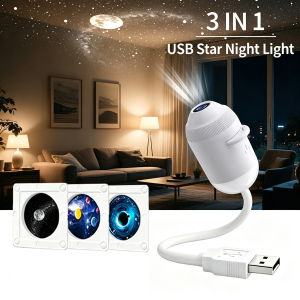 2 in 1 Star Galaxy Projector Light Car Interior Roof Ambient USB Projection Lamp Manual Focus Atmosphere Starry Sky Night Light