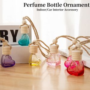 Car Fragrance Bottle Ornament Hanging Empty Bottles Heart Shaped Essential Oil Diffuser Air Freshener Scent Interior Accessory