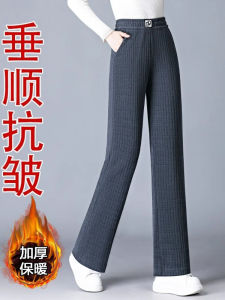 Fleece Lined Winter Thick Long Plush Womens Pants Warm Corduroy Wide Leg Outerwear Snowy Charnel Commute Style High Waist