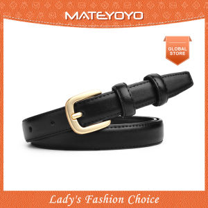 MATEYOYO Womens Belt Leather Belt Ladies Skinny Belt Womens All-Match Belt Fashion Casual Thin Belt Waist Belt with Zinc Alloy Buckle for Jeans Pants Gold Decorations Leisure Belt