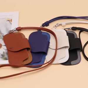 PU Leather Eyeglasses Case Portable Hanging Neck Sunglasses Storage Box for Men & Women Myopia Protection Glasses Holder