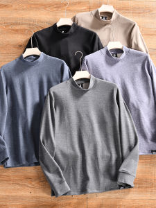 Áo Thun Nam Tay Dài Double-sided Velvet Half-high Collar Mùa Đông Thường Ngày Đa Năng Ấm Áp Thời Trang Mặc Ở Nhà Áo Phông