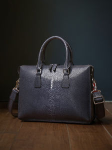 Luxurious Pearl Fish Skin Mens Briefcase Genuine Leather High-End Texture Business Handbag Leather Goods for Men