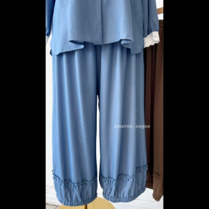 Plus Size (3XL-6XL) Tweed Herringbone Stretchable Soft Denim Fabric Side Pocket Palazo Pant (4139)