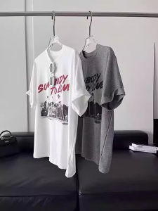 XIBAIYI | Áo Thun Bông In Chữ Rock Mỹ Oversized