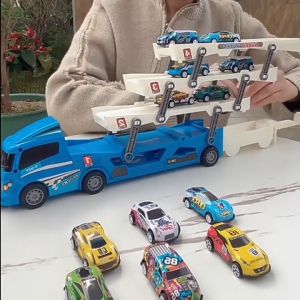 Hàng Sẳn TP.HCM Giao ngay Bộ Đồ Chơi Xe Ô Tô Gồm 1 Xe Tải Container 4 tầng Và 6 Chiếc Xe Ô Tô Nhỏ