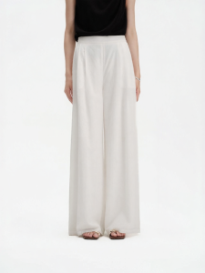 Eastern Light | Comfortable Flowy Tencel-Linen Blend White Long Pants