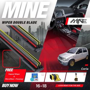 Wiper Frameless Double Blade DAIHATSU CERIA 1 Pasang FREE BONUS