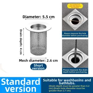 MINGRENBANG | Clog Proof Hair Blockage Preventing Rat Defense Sink Strainer Round 304 Stainless Steel