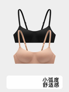 Spring Summer Thin Smooth Seamless Half Cup Bra Gathered One Piece Underwear Winged Anti-Slip Nylon Fabric V-Neck Fixed Strap