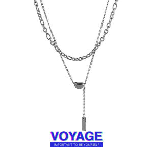 Women's Choker Fashion: Titanium Steel Necklace & Double Layered Sweater Chain
