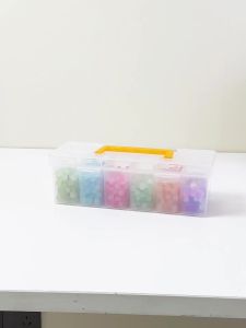 1pc Portable Handheld Transparent 6-Grid Independent DIY Bead Decoration Storage Box Desktop Bead Decoration Nail Drill Box