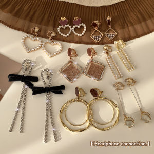 Clip Earrings for Women Elegant Fashion Clip Earings Design Rhinestone Pearl Clip On Earrings