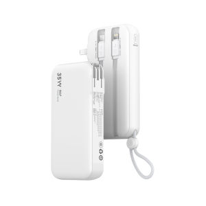 W&P | Certified Durable Flight-safe High Capacity Fast Charging Dual-port Built-in Cables Portable Power Bank 20000mAh