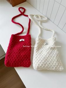 South Korea Fall and Winter Handmade Bag Candy Color Daily Student Phone Bag Knitting Crossbody Bag Coin Purse Female Hand Bag