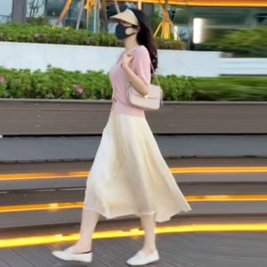 Ethereal Summer Ice Silk Pleated Set