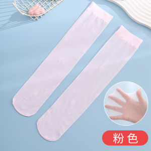 Womens Summer Thin Childrens Tube Socks Girl Breathable Stockings Silk Socks over the Knee Mosquito-Proof Long Socks Half Tube