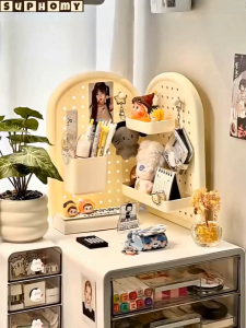 Desk Organiser Pegboard board Storage Box Desktop Organizer Stationery storage Corner design Free adjustment of angle