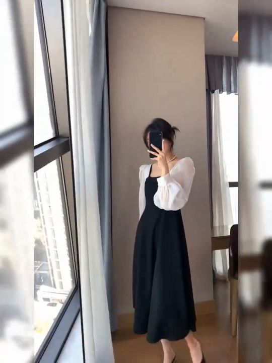 lazada mini dress Women's Casual Summer Short Puff Sleeve Lace Pleated Mini Dress Mini Dress  Black at Amazon Women's Clothing store