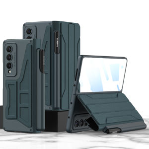 Wallet Flip Leather Case For Samsung Galaxy Z Fold 5 4 Cases Z Fold5 Fold4 5G Case With Card Slot Holder Stand PU Leather Cover For Z Fold4 Fold5 Cases Side Pen Slot With Pen Cases For Z Fold4 5 Case With Screen Glass Film Flip Leather For Z Fold4 5 Case