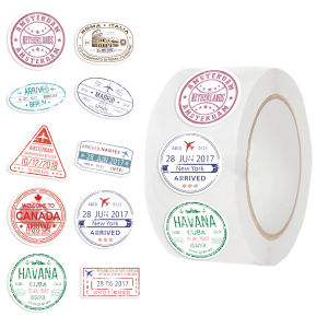 500pcs Passport Stamps Stickers Roll for Scrapbook Journaling Laptop Bumper Skateboard Water Bottles Computer Phone Sticker