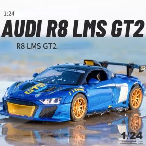【WJ】Simulation 1:24 AUDI R8 LMS GT2 track version alloy car model sound and light pull back car ornaments childrens boy toy car
