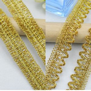5m/16.4ft Each Pack Gold Lace trims Big wide Weaving centipede Bar dress Decoration Handmade DIY sewing Crafts webbing ribbons