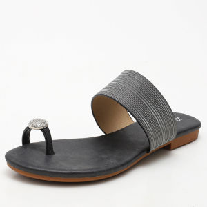 Bohemian Glittery Large Size Flat Sandals Slip-Ons