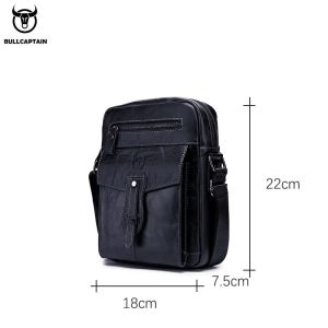 BULLCAPTAIN Mens Genuine Leather Shoulder Bag Large-capacity Messenger Bag For Outdoor Sports Travel