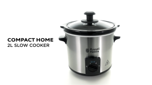 Russell Hobbs 25570-56 Compact Electric Slow Cooker with Keep Warm Function l 2L Ceramic Pot 3 Heat Settings