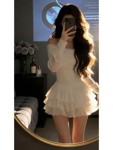 Homecore | Elegant Slimming White Cake Dress Spring 1pc