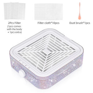 foreverlily | 120W Brushless Nail Dust Collector Rechargeable Turbo Vacuum Fan Diamond Decorate Powerful Nail Fan Manicure Salon