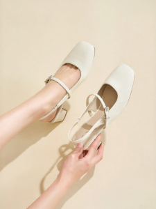 Josiny | French Style Summer New Closed Toe Thick Heel High Heels