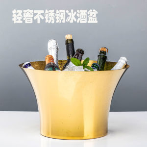 Large Stainless Steel Champagne Ice Bucket Salad Bowl Home Decorative Item for Parties Wine Cooling Barrel Home Countertop Decoration