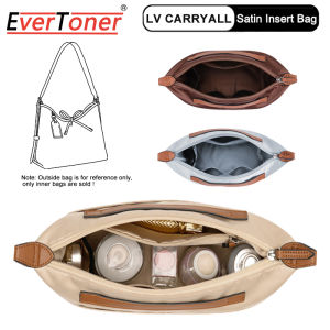 EverToner Top Handle Satin Cloth Insert Bag Organizer for Carryall Bag Makeup Handbag Liner Travel Inner Purse Cosmetic Bag