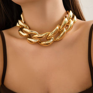 Exaggerated Acrylic Geometric O-chain Clavicle Necklace Punk Thick Chain Gold Color Choker Womens Aesthetic Neck Jewelry