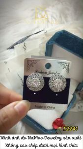 Bông Tai Nụ T2241 Đính Đá Trang Sức Thời Trang Mặt Tròn Đơn Giản Cho Nàng