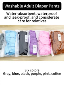 Adult Diaper Panties Washable Diapers Reusable  Breathable Waterproof Diaper Velcro Style