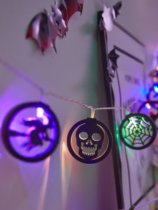 No Brand | Glowing Witch and Skull Lantern String Decorative Props for Halloween