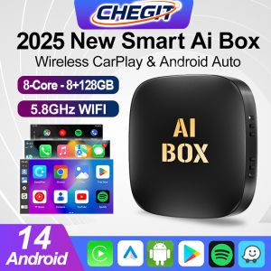 CHEGIT Android 14 CarPlay AI Box Wired to wireless CarPlay Android Auto Adapter 8-Core WIFI For Youtube Nexflit Plug and Play