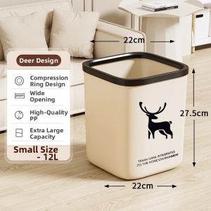 XUANG | Large Capacity Square Cream Style Trash Can