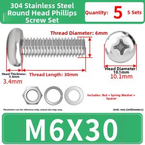JINJUNTAI | 304 Stainless Steel Screw Set