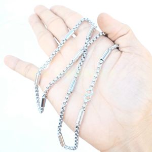 Không xi mạ- Không Phai Màu Dây Chuyền Trúc 4.2MM Sáng Trắng Cao Cấp Khóa Tròn-Dùng vĩnh viễn không đen
