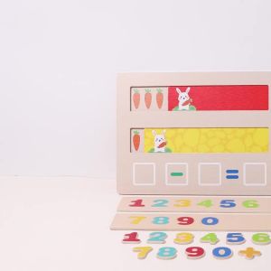 Montessori Addition And Subtraction of Numbers Math Toys For Toddlers Color Cognition Learning Board Toys Wooden Counting Game