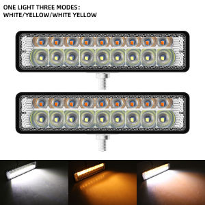 KEVANLY | 12V Double Row 18SMD LED Work Light Bar High Bright White Yellow Headlight for Car Jeep Off-Road Vehicle 4x4 ATV UTV